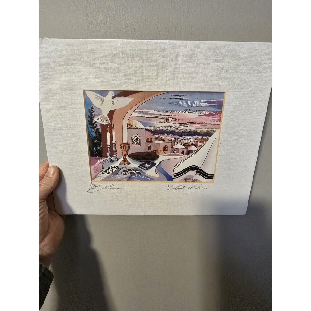 Bracha Lavee-Shabat Shalom-Signed painted print by Bracha Brym -Lavee -1991 FL-